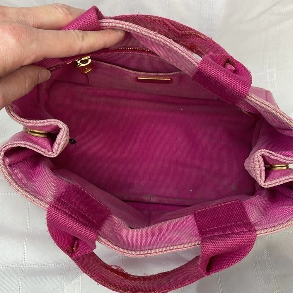 Prada Pink Canapa Tote Handbag Designer Logo Spring